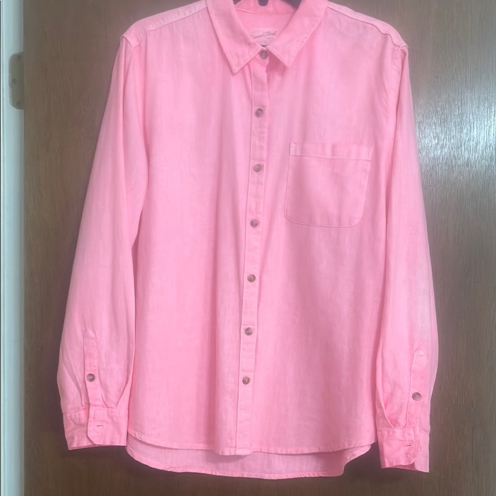 Ladies  Pink Button-Up Shirt